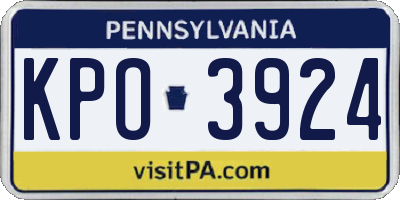 PA license plate KPO3924