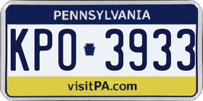 PA license plate KPO3933
