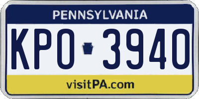PA license plate KPO3940