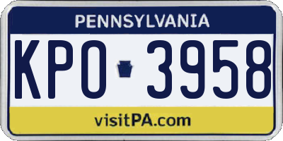 PA license plate KPO3958