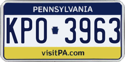 PA license plate KPO3963