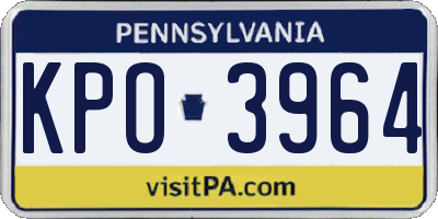 PA license plate KPO3964