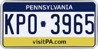 PA license plate KPO3965