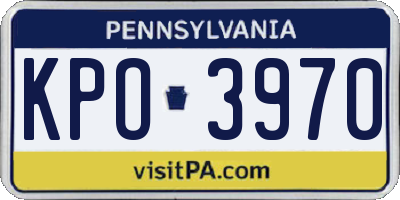 PA license plate KPO3970