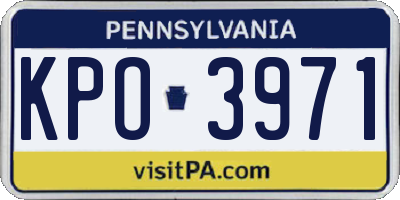 PA license plate KPO3971