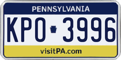 PA license plate KPO3996