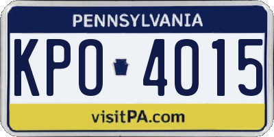 PA license plate KPO4015
