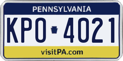 PA license plate KPO4021