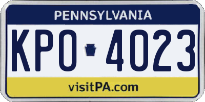 PA license plate KPO4023