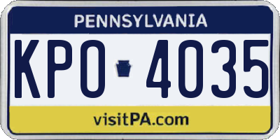 PA license plate KPO4035