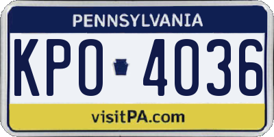 PA license plate KPO4036