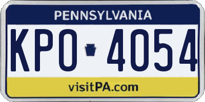 PA license plate KPO4054