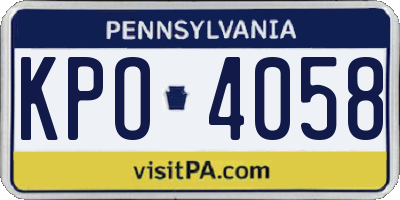 PA license plate KPO4058