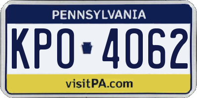 PA license plate KPO4062