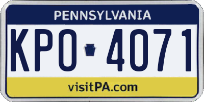 PA license plate KPO4071