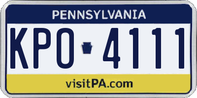 PA license plate KPO4111