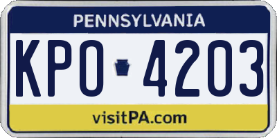 PA license plate KPO4203