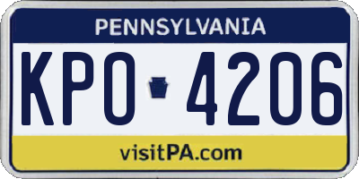 PA license plate KPO4206