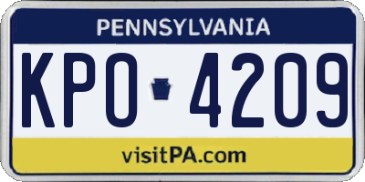 PA license plate KPO4209