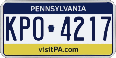 PA license plate KPO4217