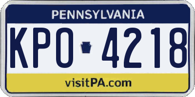 PA license plate KPO4218