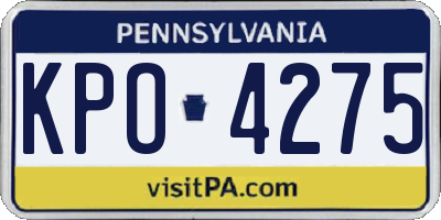 PA license plate KPO4275