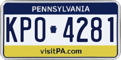 PA license plate KPO4281
