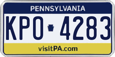 PA license plate KPO4283