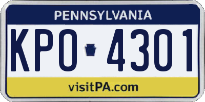 PA license plate KPO4301