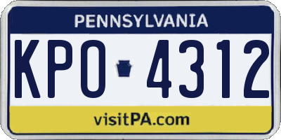 PA license plate KPO4312