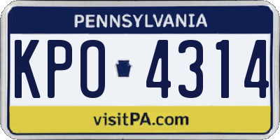 PA license plate KPO4314