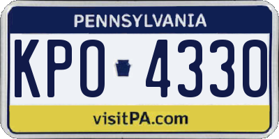 PA license plate KPO4330