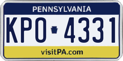 PA license plate KPO4331