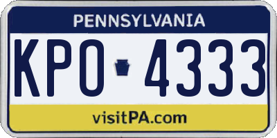 PA license plate KPO4333