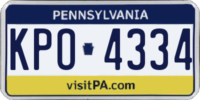 PA license plate KPO4334