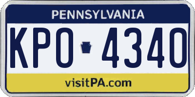 PA license plate KPO4340