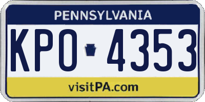 PA license plate KPO4353