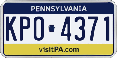PA license plate KPO4371