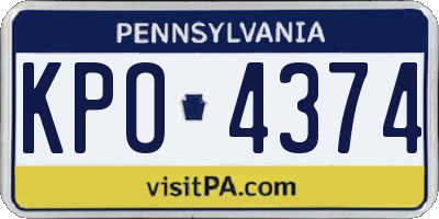 PA license plate KPO4374
