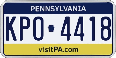 PA license plate KPO4418