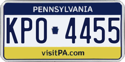 PA license plate KPO4455