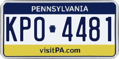 PA license plate KPO4481