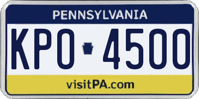 PA license plate KPO4500