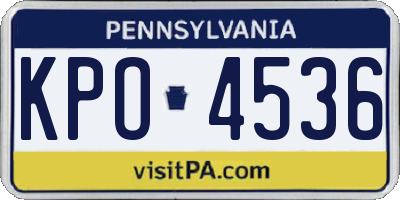 PA license plate KPO4536