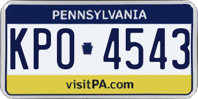 PA license plate KPO4543