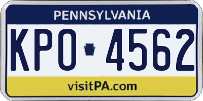 PA license plate KPO4562