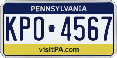 PA license plate KPO4567