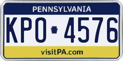PA license plate KPO4576