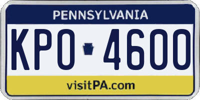 PA license plate KPO4600