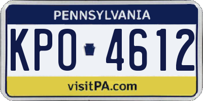 PA license plate KPO4612